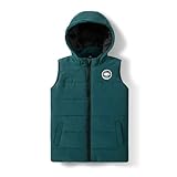 SUNDAY ROSE Pufferweste mit Kapuze für Jungen und Mädchen, leicht, ärmellos, gesteppt, Oberbekleidung, Smaragdrün, 10