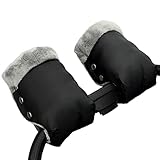 Handwärmer Kinderwagen Handschuhe Handmuff mit warme Fleece und Baumwolle Innenseite Wasserdicht und Winddicht Stroller Handmuff Universalgröße Winter Geschenk für Neue Eltern Schwarz