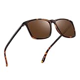 JIM HALO Polarisiert Fahren Sonnenbrille Retro Platz UV Schutz Klassisch Sonne Brille Herren(Schildkröte/Polarisiertes Braun)