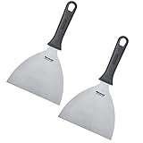 Westmark 2 Profi-Schaber/Grill-Spachtel, Gerade, Starr, Geschlossen, Klingenmaß: 15 x 13 cm, Länge: 26 cm, Rostfreier Edelstahl/Kunststoff, Master Line, Schwarz/Silber, 133122E3