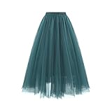 Womens Wedding Dress Petticoat Rockabilly Tutu Skirt Puffy Slips Underskirt Ballet Skirt Petticoats Seide Damen (Green, L)