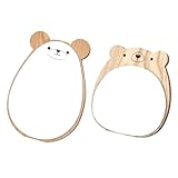 wocpvm Set mit 2 Spiegel kinderzimmer, Tischspiegel Kinder Katze Spiegel Kleiner Schminkspiegel, Niedliche Bärenmotive Holzrahmen-Spiegeln für Schlaf- und Kinderzimmer