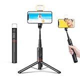 Moman Q12S Selfie Stick Stativ, 77cm Aluminium Handy Stativ Tragbar Stativ Handyhalter Selfie Stange für Smartphones, All in 1 Selfiestick