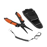 Honseadek Angelzange, Fischhakenentferner, Crimpzange, Spaltring, Edelstahl, Orange, Schwarz, 3 Stück