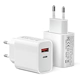 USB C Ladegerät, 20W 2-Port USB Netzteil Kompatibel mit 11/12/13/SE/14/15/16 Pro Max, USBA+C PD3.0 Schnellladegerät, Ladestecker USBC Power Adapter USB Stecker(Ohne Ladekabel)