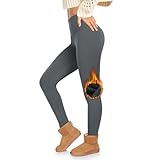ACTINPUT Thermo Leggings Damen Winter Gefütterte Leggings High Waist Blickdicht Schwarz Leggins Lang Warme Sportleggins Thermoleggins Yogahose Strumpfhose für Alltag(Grau,XXL-3XL)