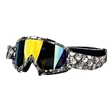 IZHAOGJING Motocross Brille, Crossbrille Motorradbrille for Herren, Motocross-Sonnenbrille, Sicherheitsschutz, Nachtsicht-Helmbrille, Vintage-Fahrbrille(10B-RED)