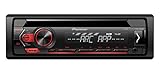 Pioneer DEH-S120UB 1DIN RDS-Autoradio mit roter Tastenbeleuchtung , Display weiß ,Android-Unterstützung , 5-Band Equalizer , CD , MP3 , USB , AUX-Eingang , ARC App