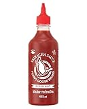 FLYING GOOSE Sriracha Chilisauce, mit extra Chili, sehr scharf, rote Kappe, sehr scharfe Würzsauce aus Thailand, 1 x 455 ml