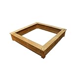 Clamaro 'Beach' Holz Sandkasten 150 x 150 cm extra stabil aus Fichte Massivholz Bohlen (28mm stark, imprägniert), Sitzumrandung mit abgerundeten Kanten, verzinkte Schrauben - 100% Made in Germany