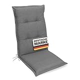 Gardissimo 'Premium Hochlehner grau, Gartenstuhlauflagen 120 x 50 x 8 cm Auflage Polsterauflage UV-Lichtecht Stuhlauflage Sitzauflage