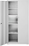 Aktenschrank, Mehrzweckschrank, Stahl-Aufbewahrungsschrank, 5 Ebenen180x80x40, Doppeltüren, Schloss, Werkzeugschrank, verstellbare Ablagen (Gray)