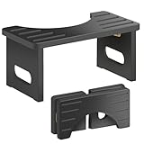 Toilettenhocker Holz, Klappbarer WC Hocker für Erwachsene, Toilettenhocker Erwachsene,Tritthocker Klohocker(Schwarz)