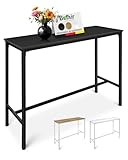 BeFair Bartisch Schwarz, 120x40x100 cm, Hochtisch mit Fußstütze, Industrial Design, Metallbeine – Komfort und Stabilität