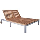 [Produkt: Finlon 2-Personen-Sonnenliege mit massivem Akazienholz-Stahlkissen, Outdoor-Doppelliege-Sonnenliege zur Gartenentspannung]-Gr(200 x 120 cm)