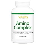 Amino Complex Kapseln Mit 21 Aminosäuren, Vollspektrum Freiform Aminosäuren Formel, Vegan (180 Stk) Vitality Nutritional by Vitamin Express