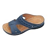 2025 Damen-Sandalen mit abfallendem Absatz, dicker Boden, Fischmund, ausgehöhlt, dicker Boden, Strandpantoffeln, süße Sandalen mit geschlossenem Zehenbereich für Damen, blau, 40 EU