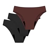 String Tanga Damen Nahtlos 1/2/3Er Pack Unterhosen Menstruation Slips Auslaufsichere Bikinihose Stretch Unterwäsche V-Waist Underwear Hipster Panties Damen Einfarbig Bequem Unterhosen