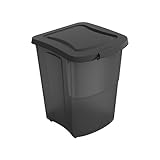 Rotho Archie Tierfutterbehälter Deckel, lebensmittelechter Kunststoff (PP) BPA-frei, schwarz transparent, 38l, (41 x 37 x 50 cm)