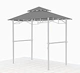 GRASEKAMP Qualität seit 1972 Ersatzdach für BBQ Grill Pavillon 1,5x2,4m Grau Unterstand Doppeldach Gazebo