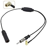 DAB Antennen Auto Splitter Adapter,SMB&DIN Stecker für Autoradio Kompatibel mit TechniSat, Pioneer, Sony, Kenwood, Alpine & mehr,34,5 cm Verlängerungskabel