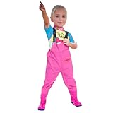 Generisch Wathose Kinder Wasserdicht Mit Stiefel, 2025 Wathosen für Kinder Jungen Mädchen, Wathose Wasserdicht Mit Stiefel,rutschfest Bootfoot Kids Gummi Watstiefel mit Verstellbarer Schultergurt