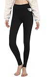 ACHTELEPHS Baumwoll Leggings Damen Baumwolle Blickdichte Leggins Hose Schwarz M-L