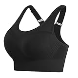 Litherday Sport BH Damen Push Up Sports Bra Starker Halt Sport BH Ohne Buegel mit Abnehmbar Gepolstert für Fitness Jogging Yoga, Schwarz, M