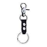 PLCPDM Praktische Herren-Halskette, Retro-Stil, Metallbeschläge, mehrere Oberflächen, kompakter Leder-Schlüsselanhänger, funktionaler Halter, Schwarz , as picture