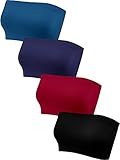Geyoga 4 Stück Trägerlos Ungepolstert Bandeau Tube Top BH (Retro Farben, M)