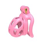 B2-Keuschheitsgürtel Set mit 4 Cockringe Pink Sissy Sex Toy Chastity Cage Atmungsaktiver Keuschheitskäfig mit Invisible Lock Design Mann Cock Bondage BDSM Resin Sexspielzeug (micro,Pink)