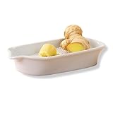 Fackelmann Ingwerreibe, Reibe aus Keramik für Ingwer und Knoblauch, Gewürzreibe mit Antirutschfüßen (Farbe: Creme), Menge: 1 Stück