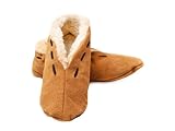 HomeOfSocks Leder Hausschuhe Herren und Damen | Obermaterial 100% Wildleder - Warme Mokassins Hüttenschuhe mit Fleece Innenfutter | Gr. 47