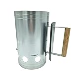 HMH-Shop Grillkamin Kohleanzünder Kamin Grillkohleanzünder Anzündkamin Holzgriff Brennsäule Grillanzünder Grillstarter Grill anzünden Schnellanzünder Kohlestarter Feuerkohleanzünder
