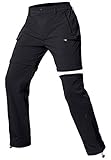 Cycorld Damen-Wanderhose-Zip-Off-Trekkinghose, Atmungsaktiv Wanderhose Damen Schnell Stretch Trekkinghose Abnehmbar Zip Off Outdoorhose Sommer Hiking Pants Funktionshose (Schwarz, M)