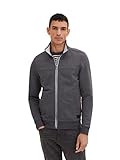 TOM TAILOR Herren 1037049 Sweatjacke Mit Stehkragen, 11086 - Dark Grey Melange, XL EU