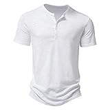 T Shirt Mit Knopfleiste Herren Kurzarm Sommer Herren Slub Baumwolle T-Shirt Herren Casual Fashion Kragen Herren Kurzarm T-Shirt Jade Herren leichte Henley-Oberteile für Fitnessstudio