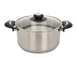 Spetebo Edelstahl Kochtopf mit Glasdeckel - 3,5 L / 22 x 17,5 cm - Universal Küchentopf mit Griffen - Topf für Nudeln Kartoffeln Suppen Eintopf für alle Herdarten spülmaschinenfest