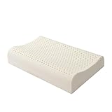 100 % Naturlatex-Kissen, konturiert, Memory-Schaum, Nackenstütze, ergonomisches Seiten- und Rückenschläferkissen, flaches Design, 55 x 35 x 8/10 cm, Schlafpositionen