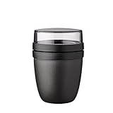 Mepal Müslibecher to go - praktischer Joghurtbecher - Unterteilung für Joghurt & Müsli - Geeignet für Gefrierschrank, Mikrowelle & Spülmaschine - 500 ml + 200 ml - Nordic Black