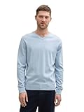 TOM TAILOR Herren Strickpullover mit V-Ausschnitt, 37709 - Light Dove Blue Melange, XL