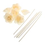 Garneck 6 Stück Natürliche Duftstäbchen Aromatherapie Ersatz Diffuser Sticks mit Künstlichen Blumen Beige für Zuhause Büro Hotel Raumerfrischer