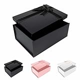 Geschenkbox mit Deckel,22.5x16x8.5cm,Schwarz Geschenkverpackungskasten mit Grußkarten,Gift Box,Geeignet für Vatertag, Muttertag, Weihnachten, Ostern, Valentinstag und Geburtstagsverpackung