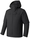 Herren Skijacke Wasserdicht Warm Atmungsaktiv Snowboardjacke Winterjacke mit Kapuze Outdoorjacke Grau Größe:L