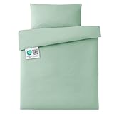 MAKIAN Bettwäsche Baby Kinder 100x135, 40x60 cm | 100% Baumwolle, atmungsaktiv, pflegeleicht | Babybettwäsche Set mit Hotelverschluss, Oeko-Tex Zertifiziert (Eisgrün)