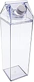 LUTER 500 ml Milchflasche, quadratisch, klar, Saftflasche, Kunststoff, wasserdicht, für Outdoor-Sport, Reisen, Camping, Klettern (transparent/1000 ml)