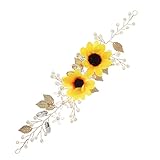 ADOCARN Sonnenblume Stirnband Sonnenblume Kopfschmuck Damen Stirnband Sonnenblume Haar Creepers Braut Stirnbänder Für Frauen Kopfschmuck Frauen Verlieren Manuelle Seide Stoff Bandage