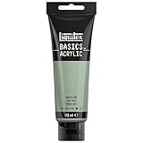 Liquitex 8870079 Basics - Acrylfarbe, monopigmentierte Künstlerpigmente, lichtecht, mittlere Viskosität, Archivqualität, seidenglänzender Finish, 118ml Tube - Graugrün