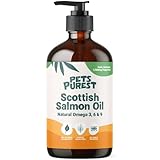 Pets Purest Lachsöl Hunde, Katzen und Heimtiere 1 Liter. Reichhaltiges Omega 3 6 9 Fischöl Futterzusatz. 100% natürliches Lachsöl für Fell, Immununterstützung, juckende Haut, Gelenk & Gehirngesundheit