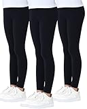 Charmi Mädchen Leggings Sport Baumwoll Hosen 3er-Pack Schwarz 164-170 (Herstellergröße 170)